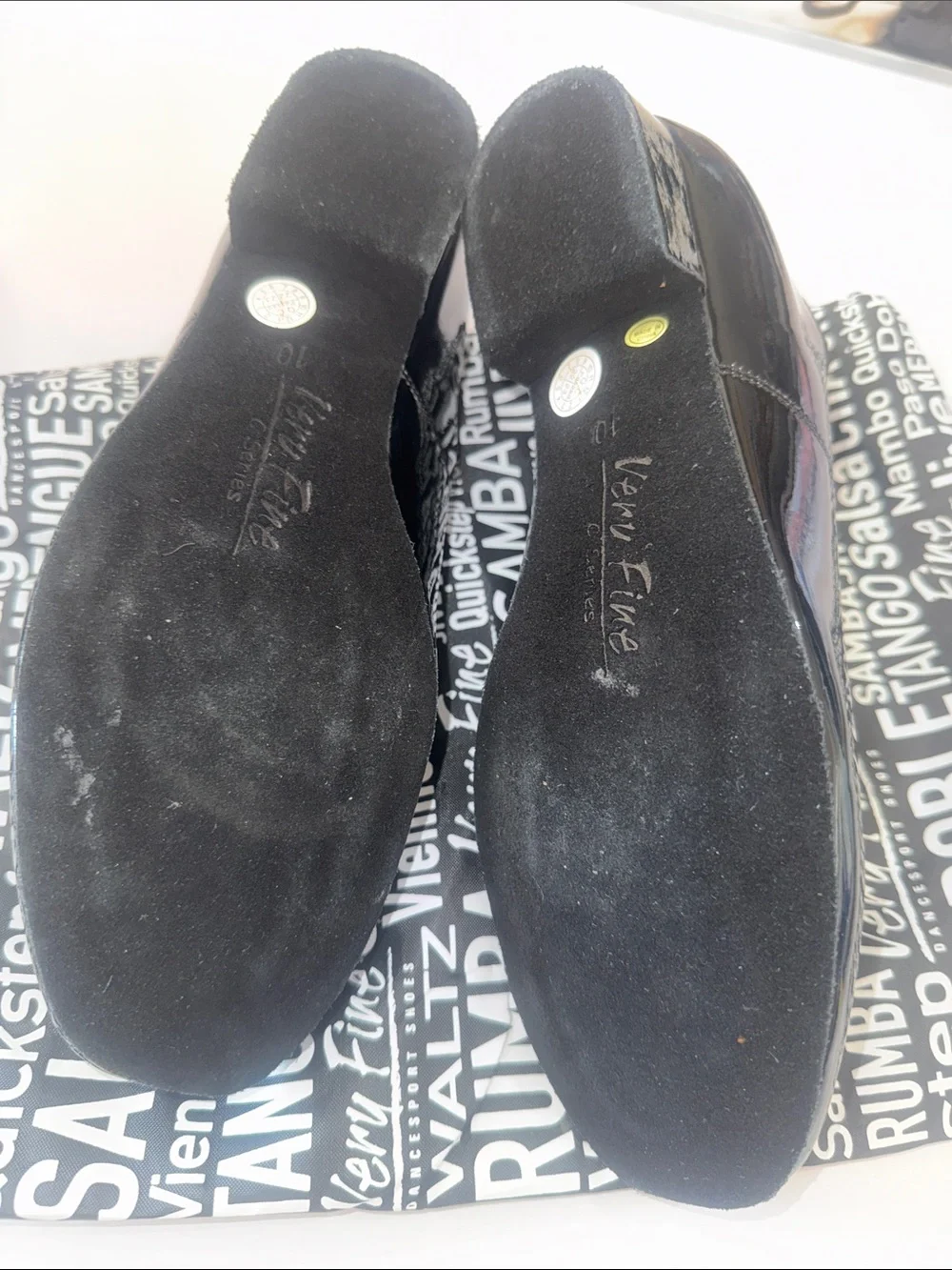 Very Fine Men’s Ballroom Dance Black Patent Leather Oxfords 10.5 US